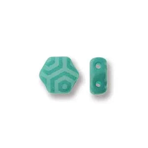 Honeycomb - Silk Laser Silk Turquoise 6mm, 1 sträng Hilmas Pyssel