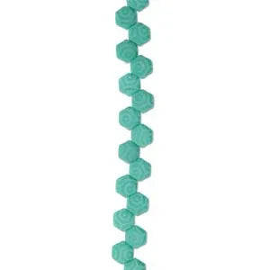 Honeycomb - Silk Laser Silk Turquoise 6mm, 1 sträng Hilmas Pyssel