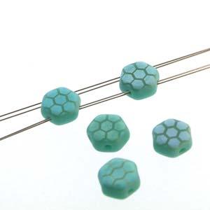 Honeycomb - Turquois Green Laser Core Matt AB 6mm, 1 Sträng Hilmas Pyssel
