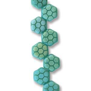 Honeycomb - Turquois Green Laser Core Matt AB 6mm, 1 Sträng Hilmas Pyssel