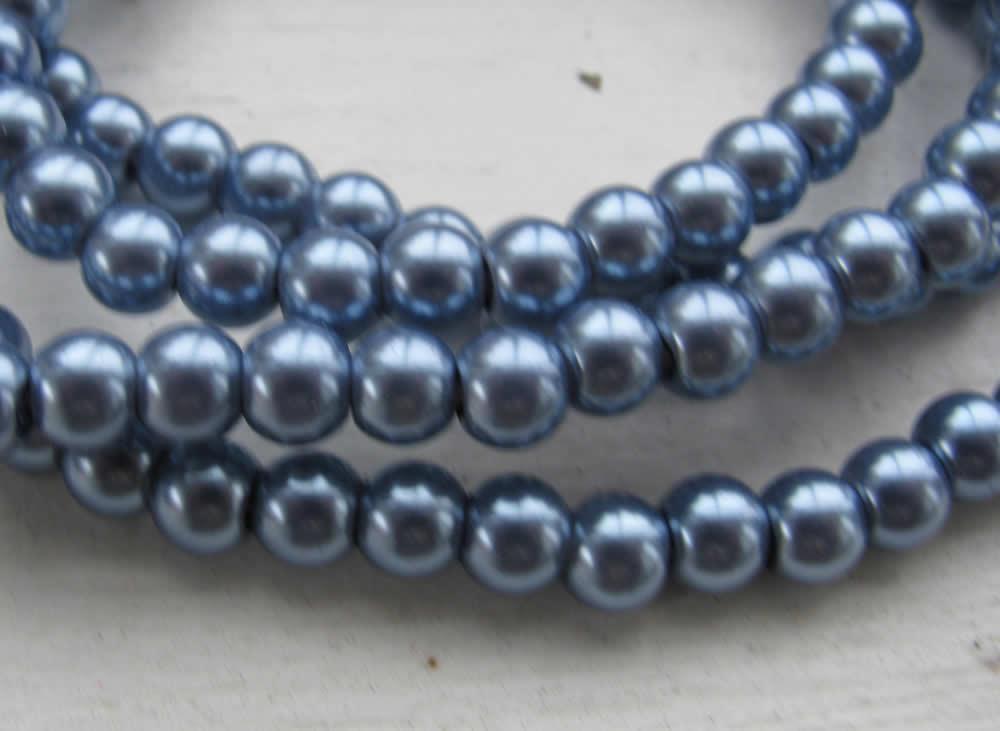 Vaxade Glaspärlor - Grålila 6mm 1 sträng Hilmas Pyssel