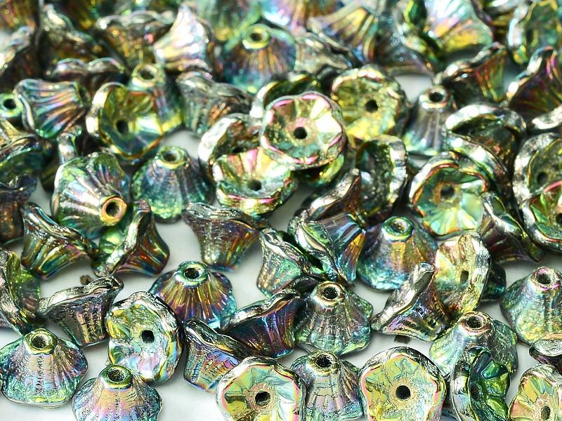Flower Cup Beads - Jet Vitrail Full 7x5 mm - 20-pack Hilmas Pyssel