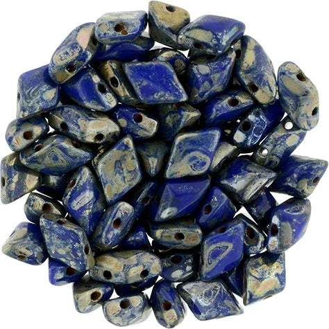 Matubo Gemduo - Opaque Blue Silver Picasso 8x5mm, 10 gram Matubo