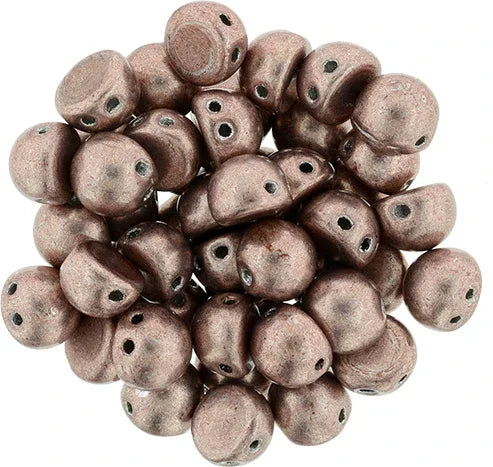 CzechMates Cabochon - Saturated Metallic Pale Dogwood 7mm 2- håls, 10-pack CzechMates