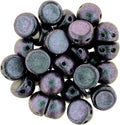 CzechMates Cabochon - Polychrome Orchid Aqua 7mm 2-håls, 10-pack CzechMates