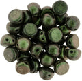 CzechMates Cabochon - Polychrome Olive Mauve 7mm 2-håls, 10-pack CzechMates