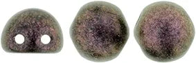 CzechMates Cabochon - Polychrome Pink Olive 7mm 2-håls, 10-pack CzechMates