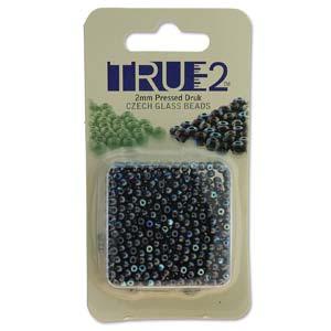 Tjeckiska Druk (Runda) - Jet Hematite AB True 2mm, 9 gram Hilmas Pyssel