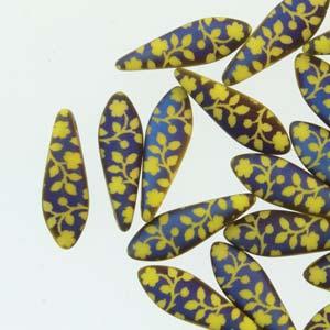 Dagger - Yellow Opaque Laser Matt Flower 5x16mm, 1 sträng Hilmas Pyssel