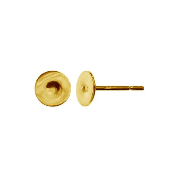 Örstickare 925 Silver 24K Gold - Platta 4mm, 1 Par Hilmas Pyssel