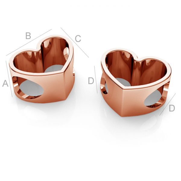 Mellandel 925 Silver 18K Rose Gold - Hjärta 11mm 1 styck Hilmas Pyssel