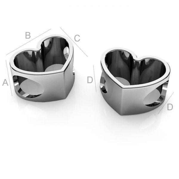 Mellandel 925 Silver Svart Rhodium - Hjärta 11mm 1 styck Hilmas Pyssel