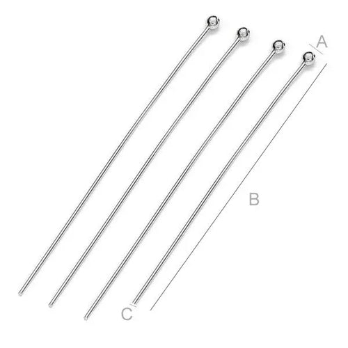 Hattpinnar med kula 925 Silver Svart Rhodium - 35mm x 0,50mm 5-pack Hilmas Pyssel