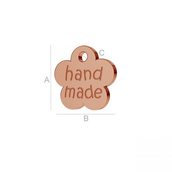 Berlock 925 Silver 18K Rose Gold plated - Blomma Hand Made 8mm 1 styck Hilmas Pyssel