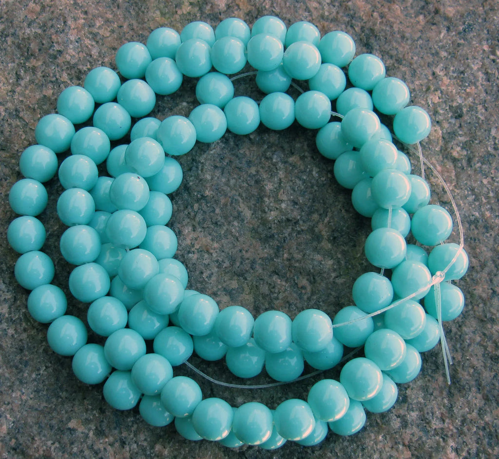 Glaspärlor Rund - Blåturkos 8mm 1 sträng Hilmas Pyssel