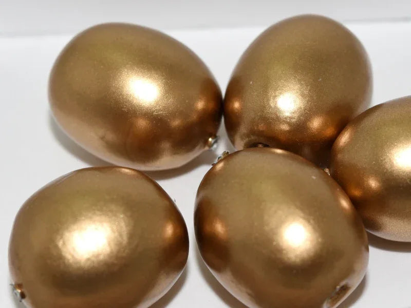Papper Mache Beads - Gold Oval 24x18mm 1 styck Hilmas Pyssel