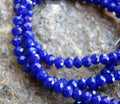 Facetterade glaspärlor - Blå 3x2mm, 1 sträng Hilmas Pyssel