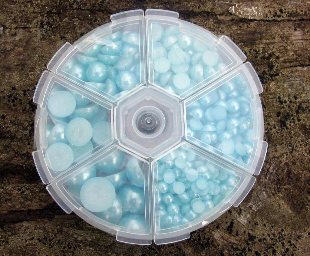 Halvpärlor / Flatback Mix - Runda Turkos 1 Ask Hilmas Pyssel