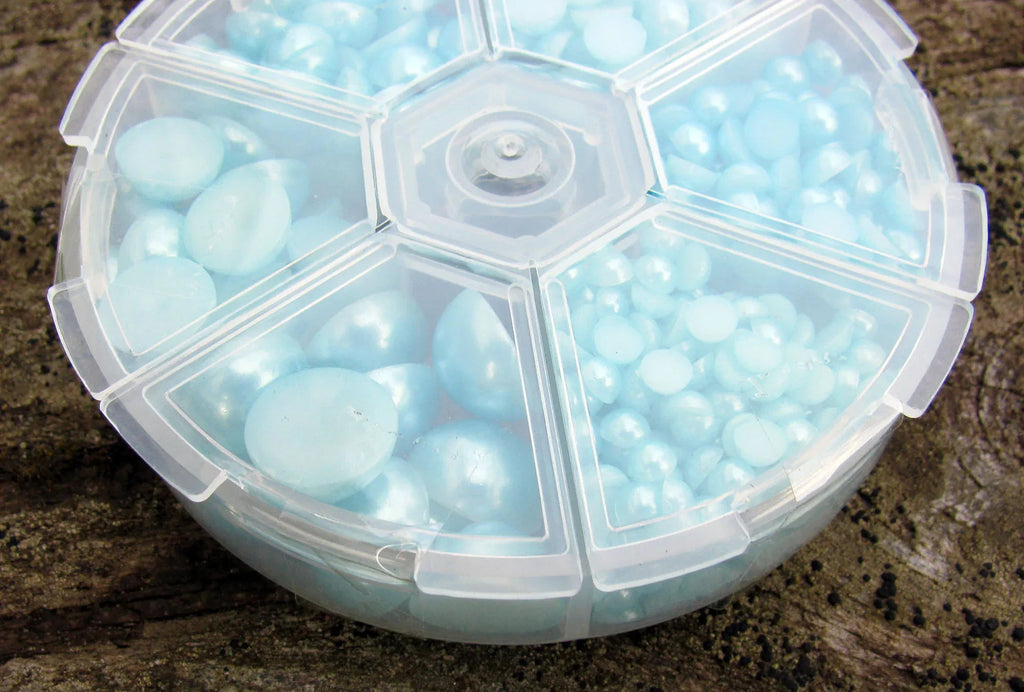 Halvpärlor / Flatback Mix - Runda Turkos 1 Ask Hilmas Pyssel