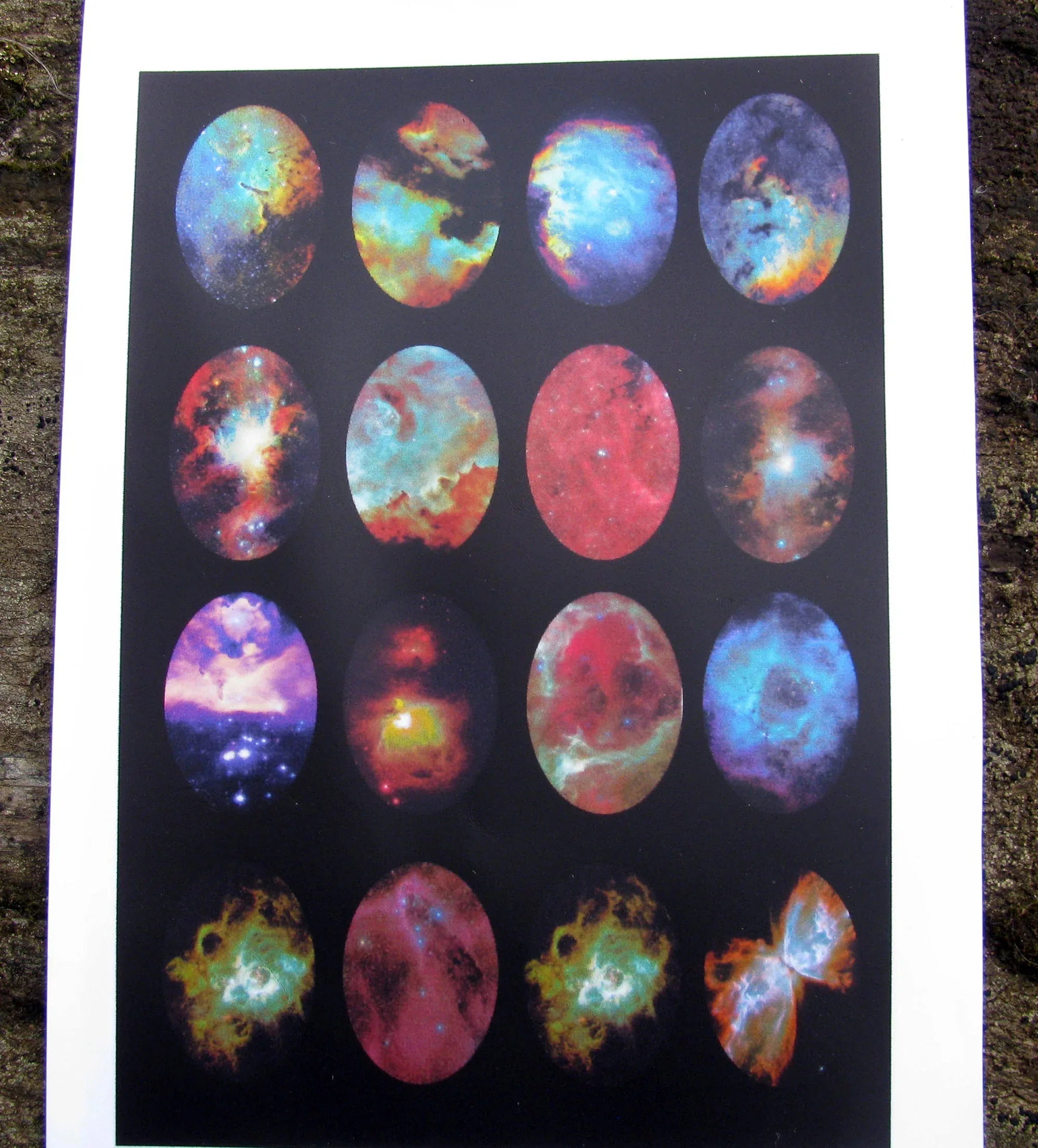 Bildark Oval - Rymd Mix 25x18mm 1 ark Hilmas Pyssel