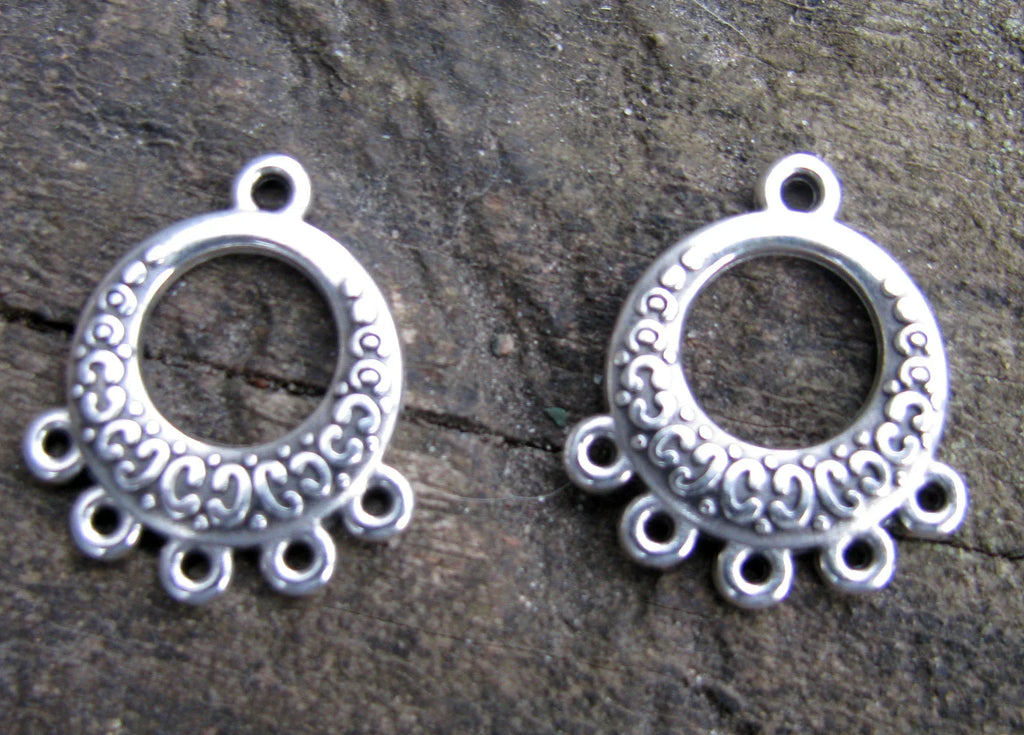 Örhängesämne silverfärgat - Rund med 6 hål, 2-pack Grekisk Metall