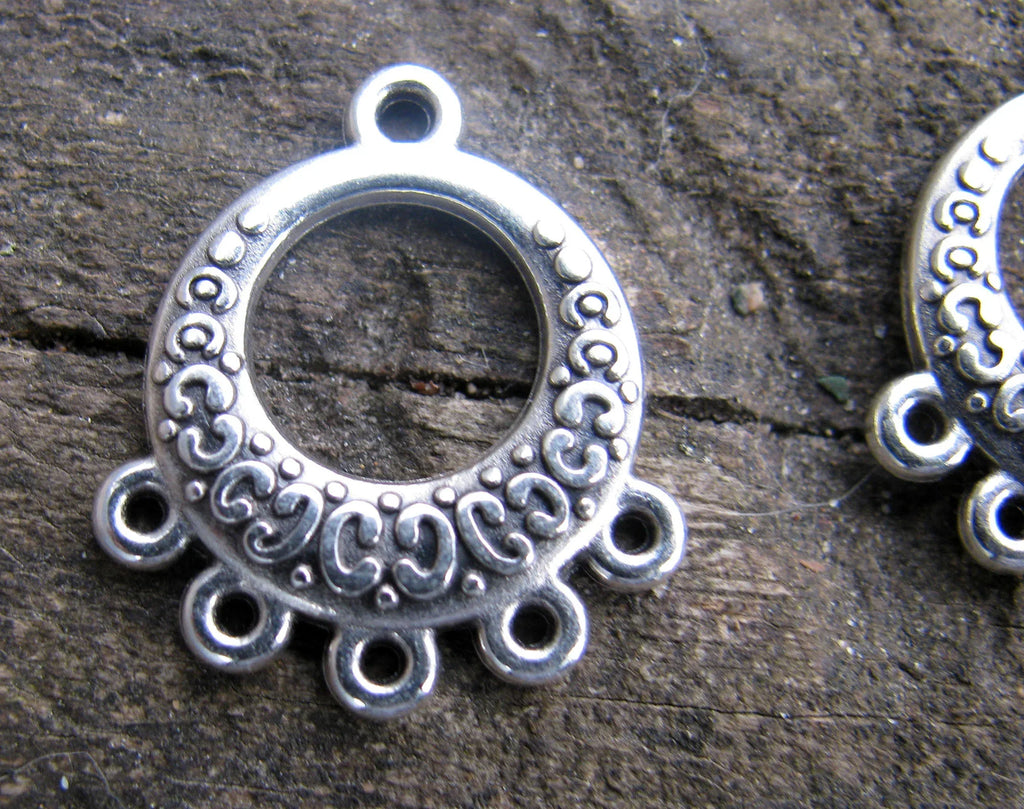 Örhängesämne silverfärgat - Rund med 6 hål, 2-pack Grekisk Metall