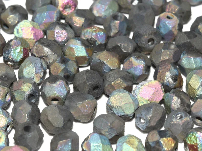 Tjeckiska Firepolish - Etched Crystal Full Vitrail Dark 6mm, 25-pack Hilmas Pyssel