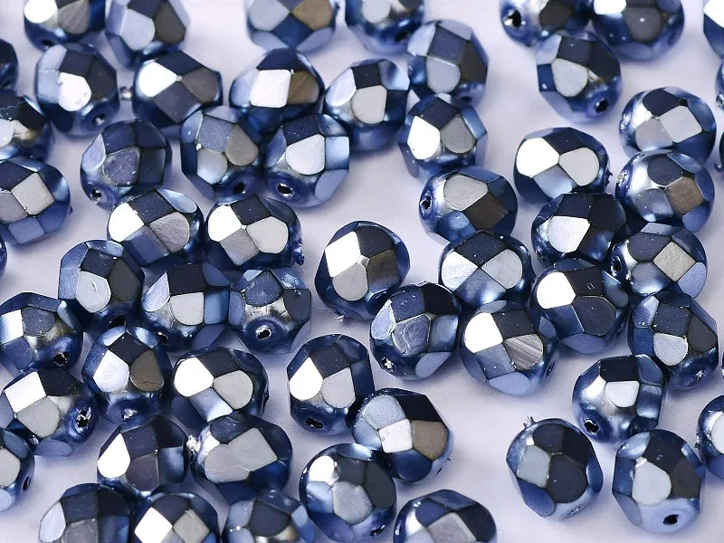 Tjeckiska Firepolish - Heavy Metal Persian Blue 4mm, 50-pack Hilmas Pyssel