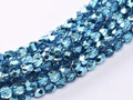 Tjeckiska Firepolish - Aqua Metallic Ice 4mm, 1 sträng Hilmas Pyssel