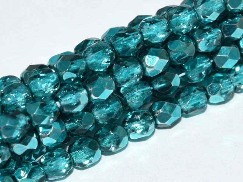 Tjeckiska Firepolish - Marine Metallic Ice 4mm, 1 sträng Hilmas Pyssel