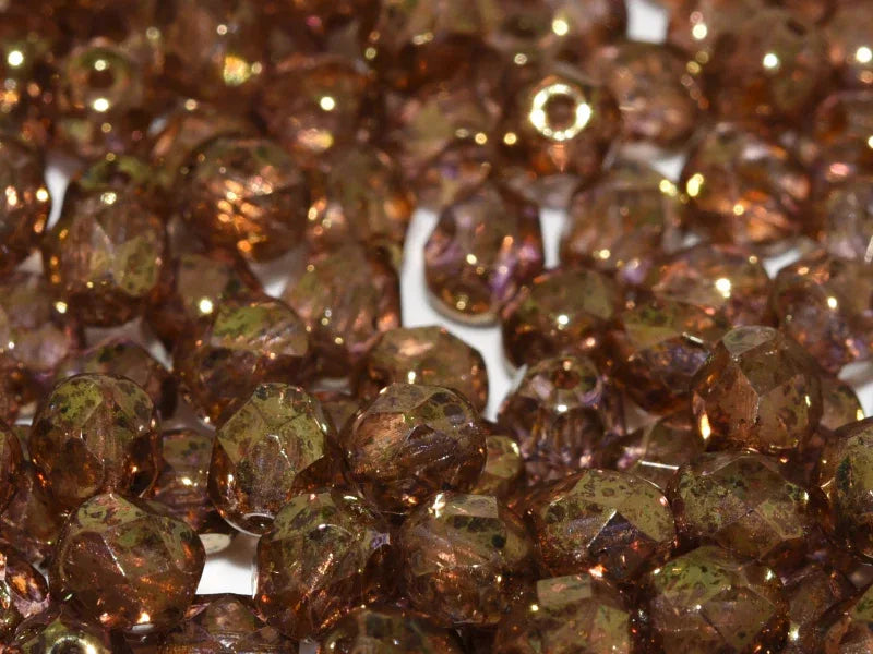 Tjeckiska Firepolish - Crystal Lila Gold Luster 4mm, 50-pack Hilmas Pyssel
