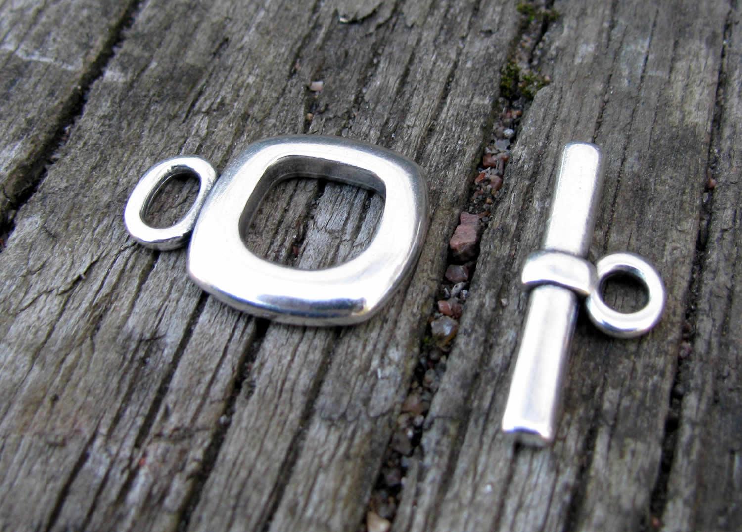 Stavlås Silverfärgat - Enkel Fyrkantig 16mm, 1 Set Grekisk Metall