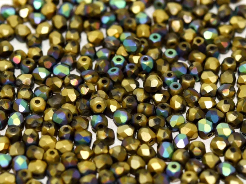 Tjeckiska Firepolish - Crystal Glittery Matt Amber 3 mm, 50-pack Hilmas Pyssel