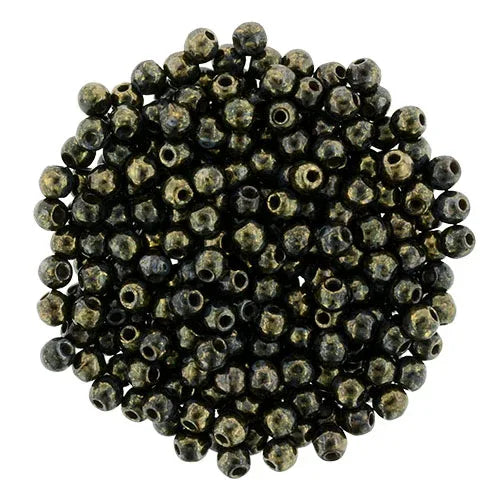 Tjeckiska Druk (Runda) - Jet Bronze Picasso 2mm, 50-pack Hilmas Pyssel