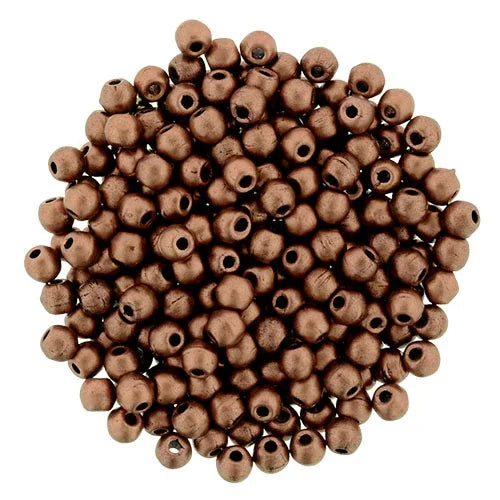 Tjeckiska Druk (Runda) - Matte Metallic Bronze Copper 2mm, 50-pack Hilmas Pyssel