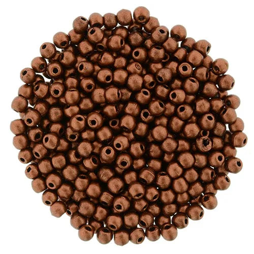 Tjeckiska Druk (Runda) - Matte Metallic Dark Copper 2mm, 50-pack Hilmas Pyssel