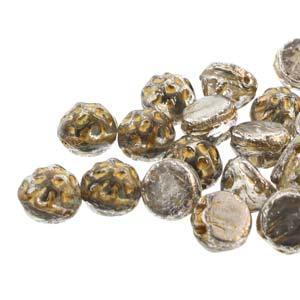 Baroque Cabochon - Backlit Menthol / Gold 7mm 2-håls 10-pack Hilmas Pyssel