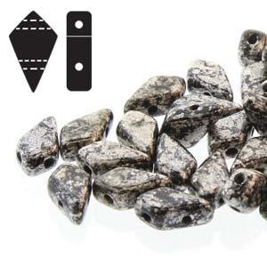 Kite Bead - Silver Splash Jet Opaque 9x5mm 10 gram Hilmas Pyssel