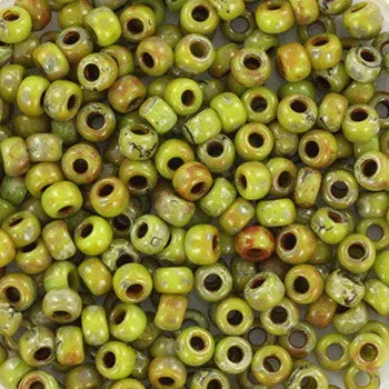 Miyuki Seed Beads - Picasso Chatreusse 6/0, 10 Gram Miyuki