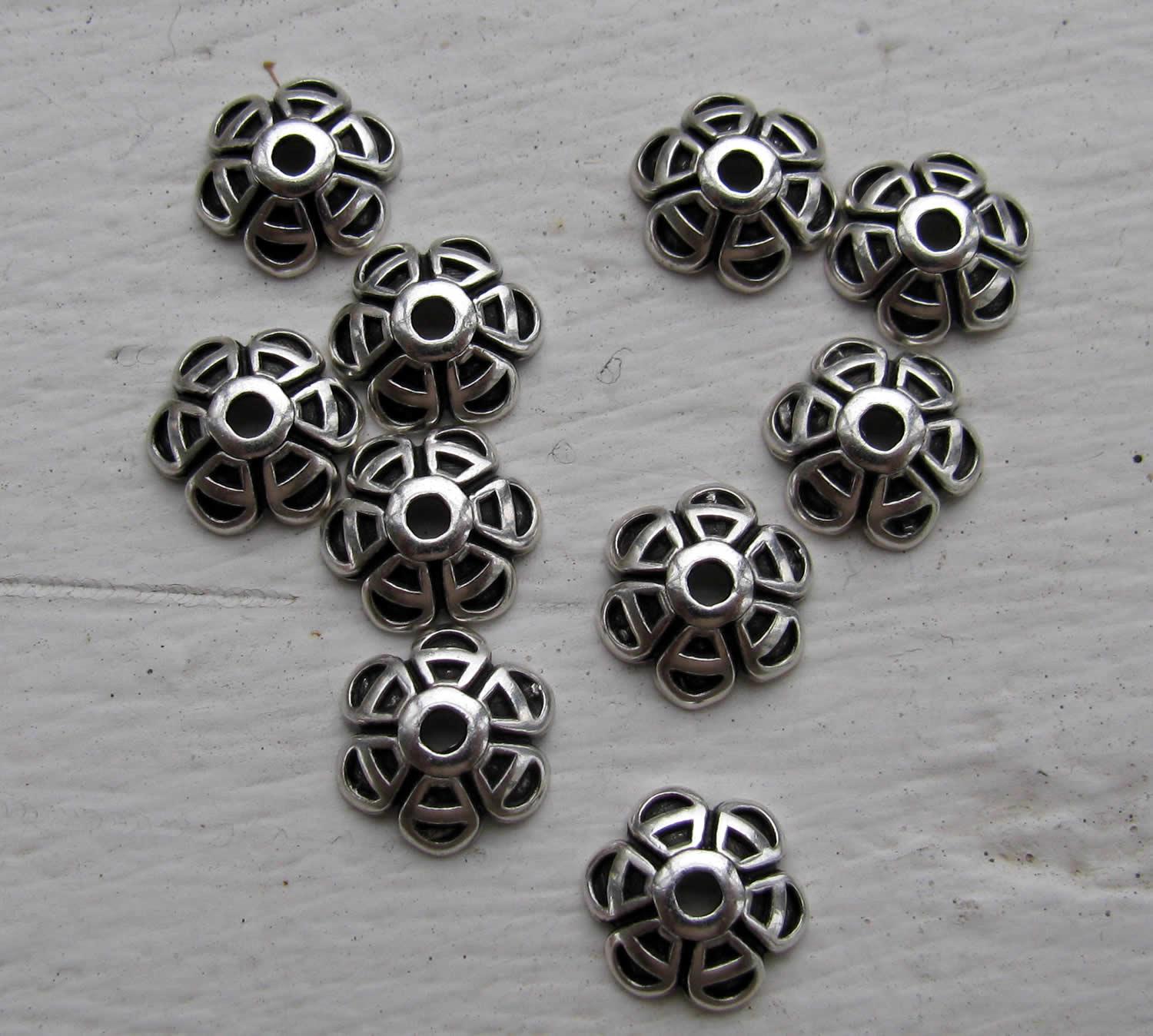 Pärlhattar Silverfärgade - Blomma 10mm 10-pack Grekisk Metall