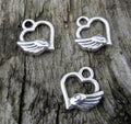 Berlocker Silverfärgad - Hjärtan med vinge, 3-pack Grekisk Metall