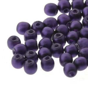 Tjeckiska vaxade glaspärlor - Purple Matt 2mm, 1 sträng Hilmas Pyssel