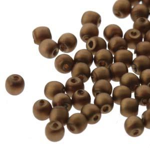 Tjeckiska Vaxade Glaspärlor - Antique Gold Matt 2mm, 1 sträng Hilmas Pyssel