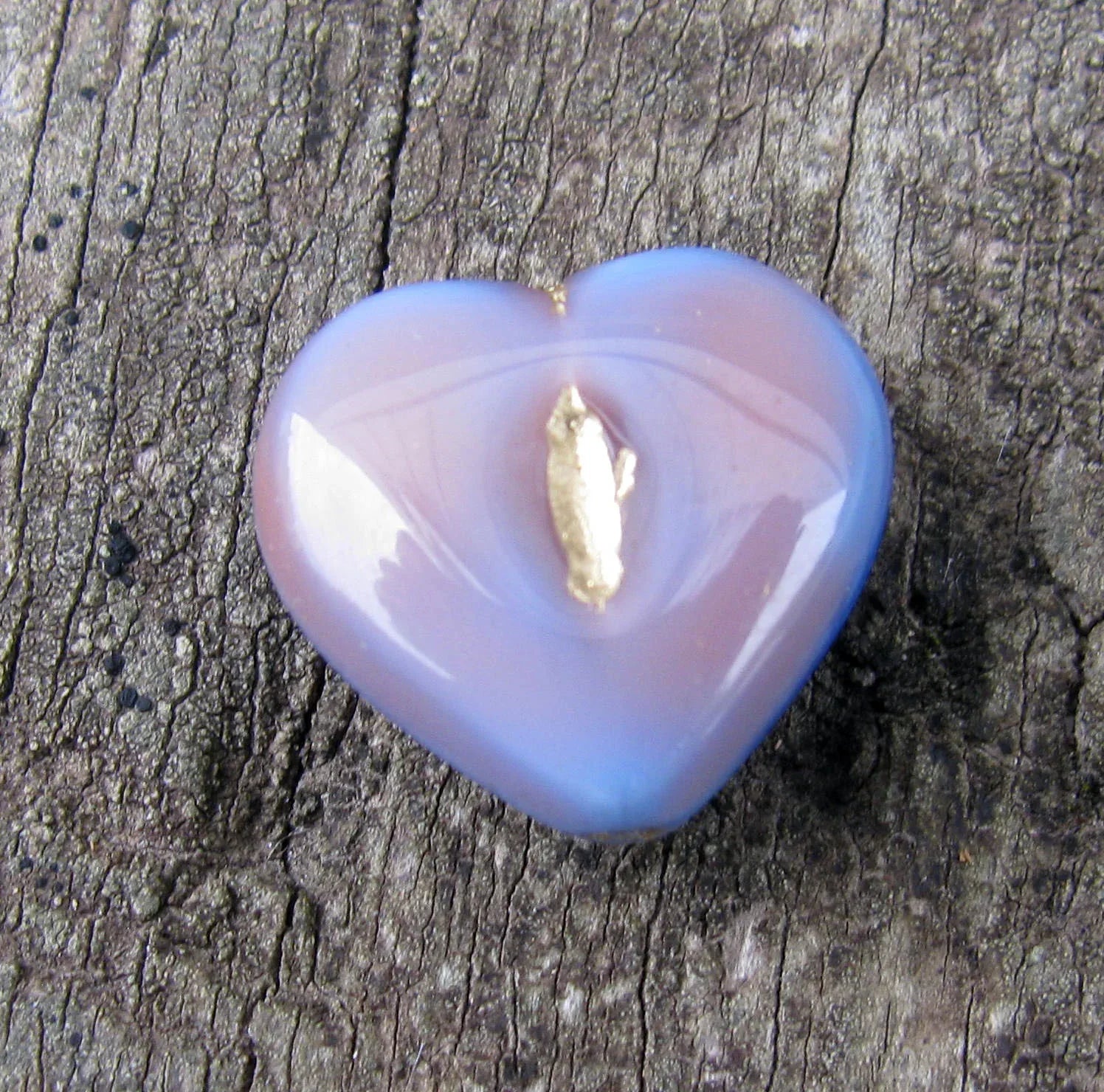 Tjeckisk Glaspärla - Hjärta Rosa/Blå 14mm 1 styck Hilmas Pyssel