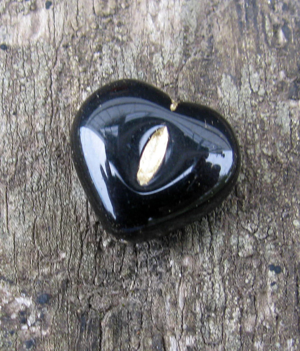 Tjeckisk Glaspärla - Hjärta Svart 14mm 1 styck Hilmas Pyssel