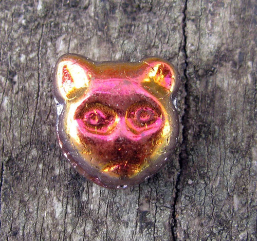 Tjeckisk Glaspärla - Katthuvud Capri Gold 13x12mm 1 styck Hilmas Pyssel