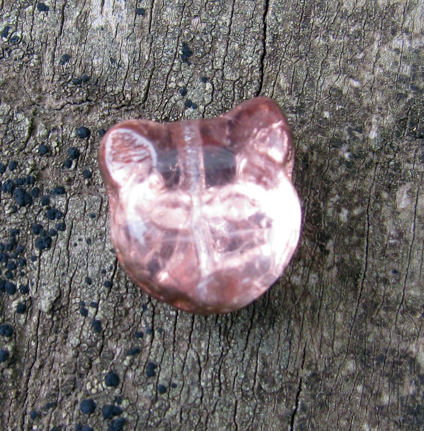 Tjeckisk Glaspärla - Katthuvud Capri Gold 13x12mm 1 styck Hilmas Pyssel