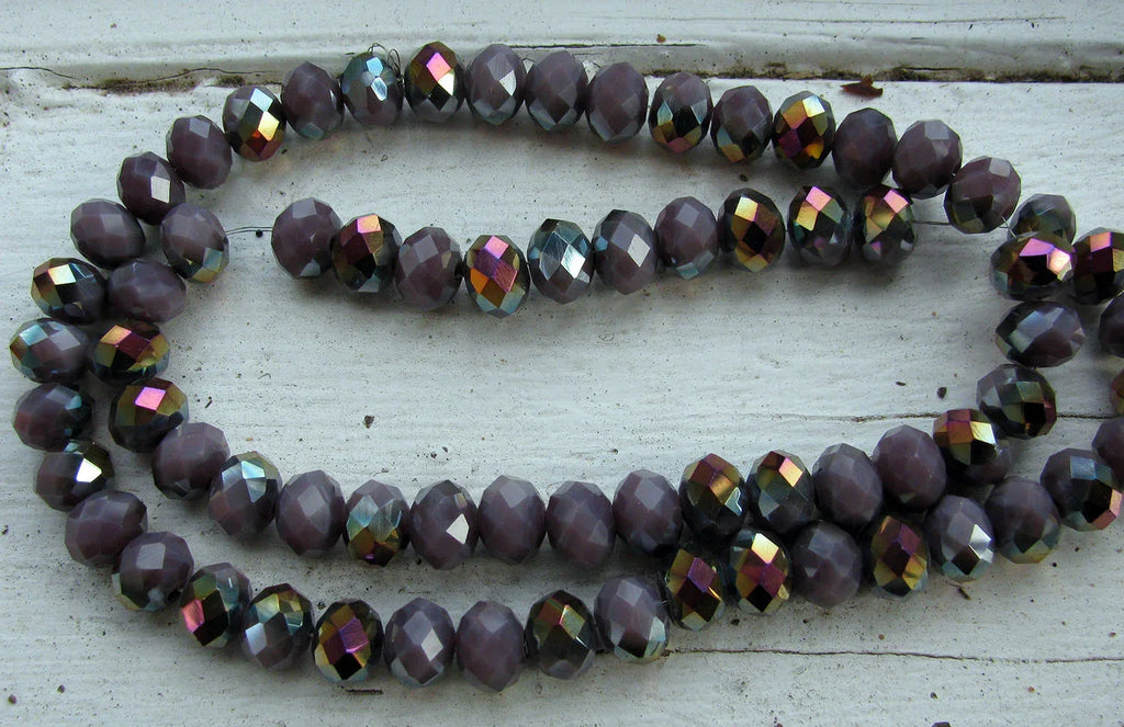 Facetterade glaspärlor - Lila/Olja, 8x6mm 1 sträng Hilmas Pyssel