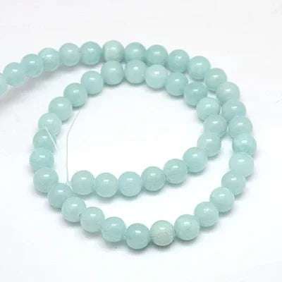 Jade rund - Turkos 6mm, 1 sträng Hilmas Pyssel