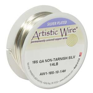 Artistic Wire 18 Ga - Silver Pläterad, Non Tarnish, 1 stor rulle - Hilmas Pyssel
